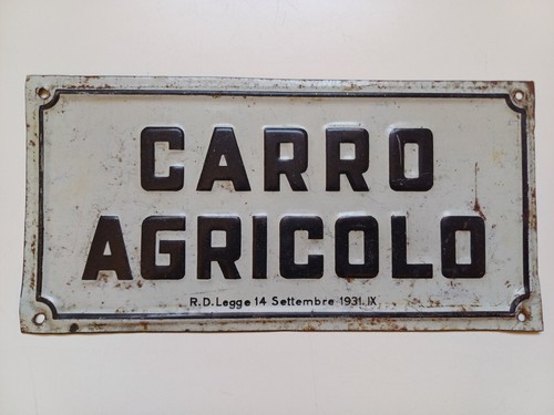 Vecchia targa insegna carro - targa, "carro
