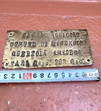Antica Targa In Ottone Carro